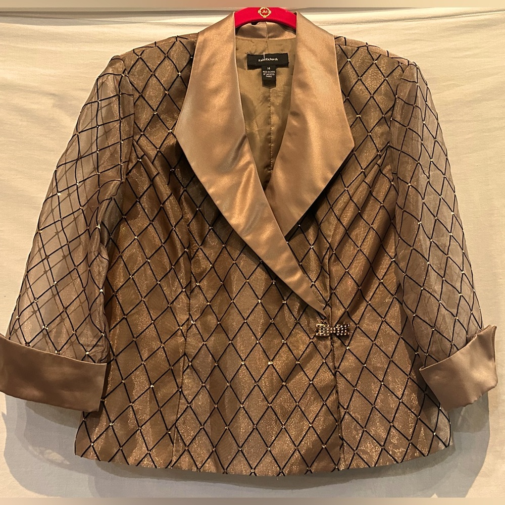 Beautiful Bronze R & M Richards Jacket With Black Velvet and Sequin Details